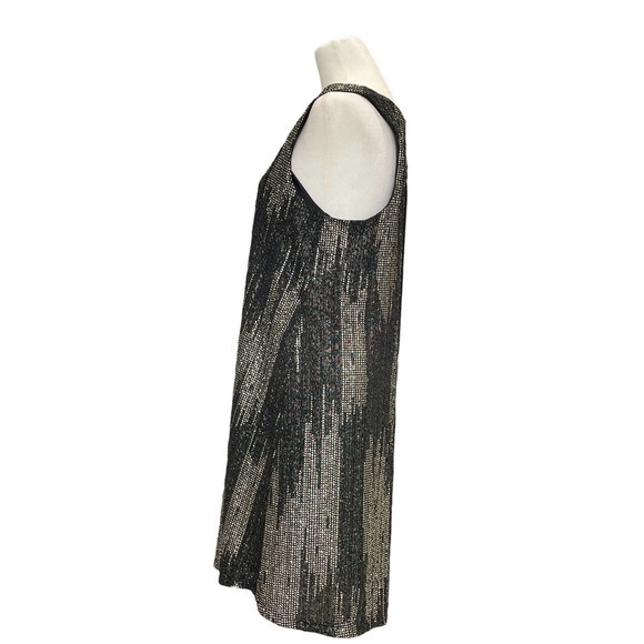 Everly Black and Gold Metallic Dress Size Large - Picture 4 of 6